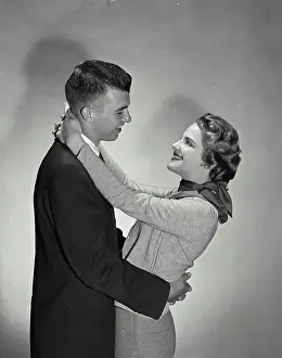 Husband Prints: Vintage Photograph. Male female couple looking into each others eyes
