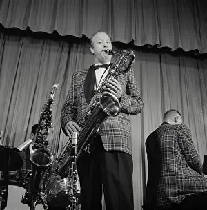 Johnson Prints: Vintage Photograph. Man playing saxophone