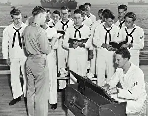 Singing Prints: Vintage photograph. US Navy Glee club