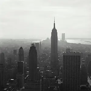 Bustling Prints: Vintage Photograph. New York City Skyline from RCA Building Roof