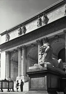Hiresdigitized Prints: Vintage photograph. New York Public Library at 5th ave. and 42nd st