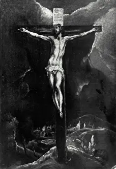 Cross Prints: Vintage Photograph. Painting of 'Christ on the Cross by El Greco