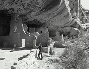 Vintage photograph. Prehistoric cliff dwellings at Mesa Verde, Colorado