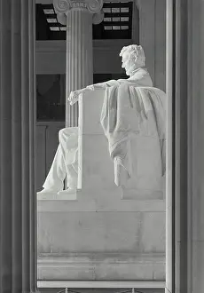 Capitol Prints: Vintage photograph. Side Profile view of Daniel Chester French's statue of Abraham Lincoln in the Lincoln Memorial