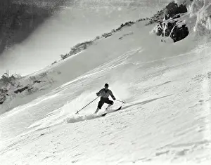 Skier Prints: Vintage photograph. Skiing at the Spring ski center on Mt