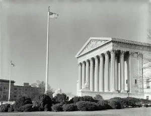 Viewed Prints: Vintage Photograph. Front of The US Supreme Court building viewed from the side