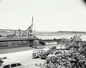 Vintage Photograph. Vehicle parking on coast of Mississippi River