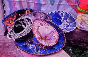 Handmade Prints: Vintage Photograph. Vibrant Mexican sombreros showcasing traditional craftsmanship