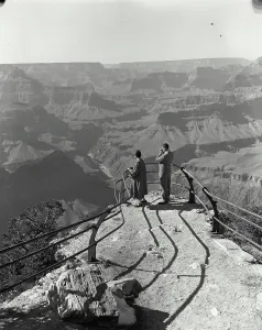 Grand Canyon Prints: Vintage Photograph. View from lookout point over Grand Canyon