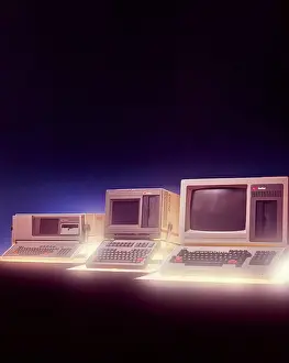 Computers Prints: Vintage Photograph. Vintage computers showcase the evolution of technology from the past