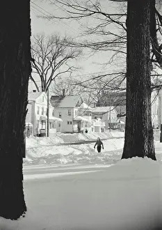 Massachusetts Prints: Vintage photograph. Winter snowy scene in Great Barrington, Massachusetts