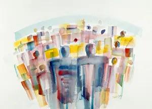 Chinese American Prints: Violet Crowd 1994 Diana Ong (b.1940 Chinese-American) Watercolor Private Collection
