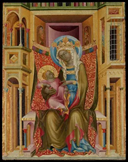 Emperor Prints: Virgin and Child Enthroned ca. 1345-50 Bohemian Painter Exchanging affectionate glances with her squirming son