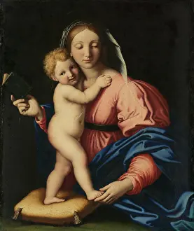Virgin And Child. Madonna with the Christ child standing on a pillow for yourself
