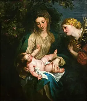 Lookingaway Prints: Virgin and Child with Saint Catherine of Alexandria by Anthony van Dyck; Oil on canvas; circa 1630