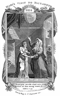 Virgin Prints: Virgin Mary visiting her cousin Elizabeth who calls out Blessed art thou among women on learning that Mary is