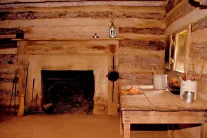 Birthplace Prints: Virginia, Franklin County. Booker T. Washington Birthplace. Interior