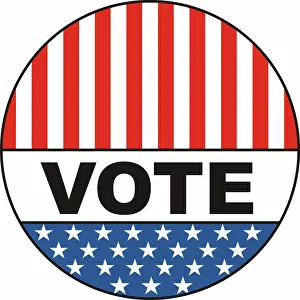 Amerika Prints: vote badge your vote counts usa election badge illustration Copyright: xZoonar