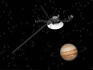 Probe Prints: Voyager spacecraft near Jupiter and its unrecognized ring