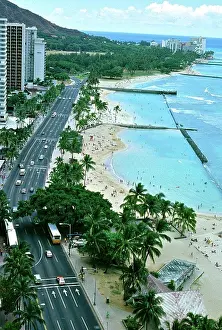 Honolulu Prints: Waikiki seafront, Honolulu, Oahu, Hawaii, USA, 1979