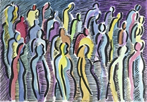 Contemporary Prints: Waiting Diana Ong (b.1940/Chinese-American) Watercolor Private Collection