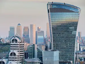 Capital Cities Prints: Walkie Talkie Building in the City of London with Canary Wharf beyond