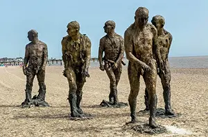 East Anglian Prints: Walking Men artwork bronze sculptures by Laurence Edwards