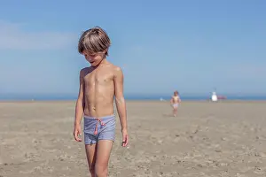 Flanders Prints: Walking the Sandy Shores, Embracing Summers Tranquil Ocean Breeze