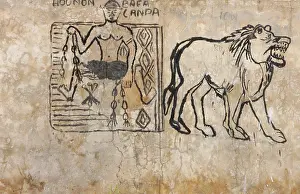 Togo Prints: Wall painting depicting a voodoo sorcerer Lome. Togo. Western Africa