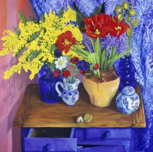 Home Décor Prints: Walnuts & Flowers 1998 Isy Ochoa (b.1961/French) Oil on canvas Private Collection