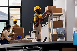 Prepare Prints: Warehouse managers team picking buyer order and choosing box