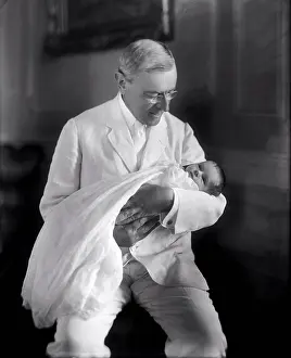 Grandfather Prints: Washington, D.C. 1915 President Woodrow Wilson holding his granddaughter Ellen Wilson McAdoo
