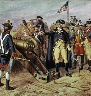 Cannon Prints: Washington Firing First Shot At Yorktown Henry Alexander Ogden (1856-1936 American)