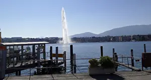 Landmarks Prints: The water Jet on Lake Geneva, Switzerland