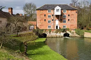 East Anglian Prints: Water mill on River Gipping at Sproughton, Suffolk, England