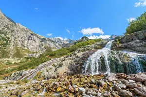 Alps Prints: Waterfall at Gelmersee in the Uri Alps, Canton Bern, Switzerland