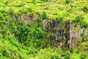 Tropical Prints: Waterfall small river waterfall at Madeira Island