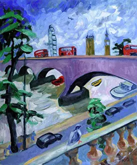 Capital Cities Prints: Waterloo Bridge by Josephine Trotter (b.1940/British) oil on canvas