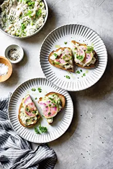 Salad Prints: Watermelon Radish White Bean Tartines
