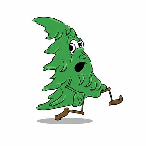Cartoon Prints: weihnachtsbaum, weglaufen, cartoon