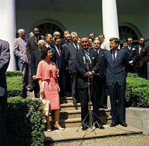 Assistant Prints: Welcoming ceremony upon the return of Vice President Lyndon B