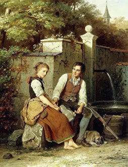 Courting Prints: At the Well. Johann Georg Meyer von Bremen (1813-1886)