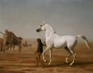 Camels Prints: Wellesley Grey Arabian Led Desert Jacques-Laurent Agasse