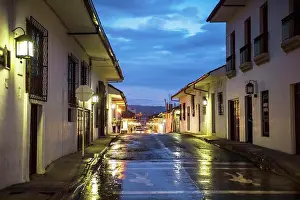 Alley Prints: wet and empty street in Popayan, Colombia