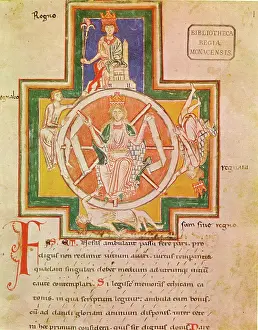 Manuscript Prints: The Wheel of Fortune (Rota Fortunae) from Carmina Burana by Anonymous / Bayerische Staatsbibliothek