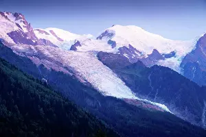 Dangerous Prints: White sharp mountain peaks in snow raising up to cloudy sky