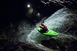 Paddle Prints: Whitewater kayaker going over sutherland falls, Revelstoke, British Columbia, Canada