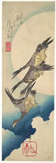 Japanese Prints: Wild Geese Flying under the Full Moon ca