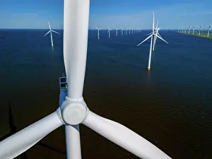 Global Prints: wind farm in the ocean off the coast of Flevoland