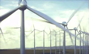 Sustainable Energy Prints: Wind turbines, illustration